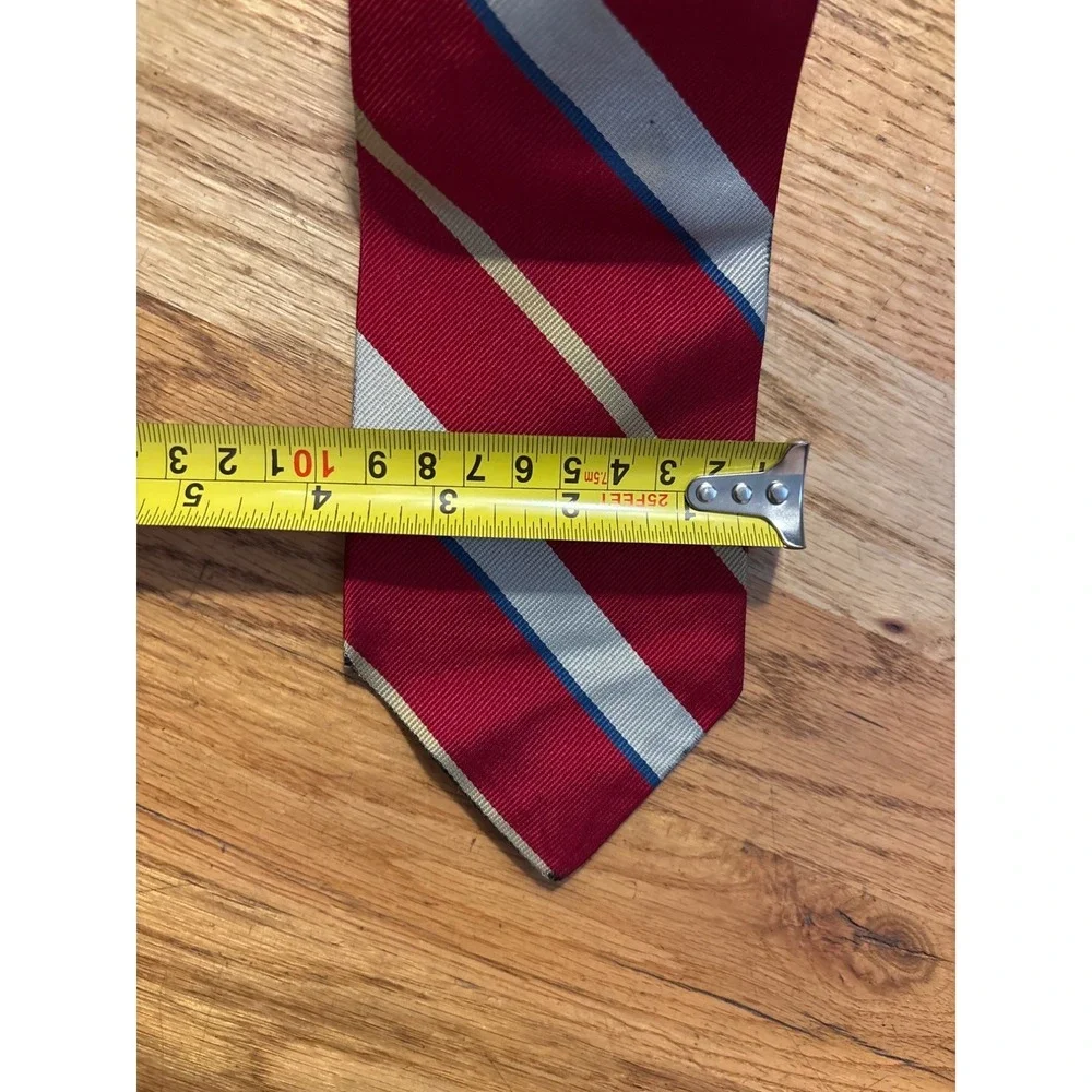 Polo By Ralph Lauren Mens Red Striped Silk Tie Classic Necktie Made In USA
